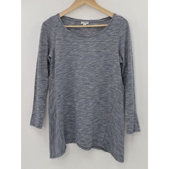 J.Jill Purejill Heathered Blue Long Sleeve Shark Bite Hem T-Shirt Top Sz S, Boho - Picture 2 of 9